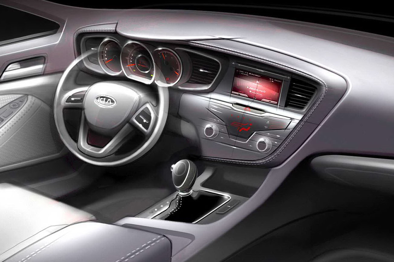 Teaser Sketches For The 2011 Kia Optima S Interior