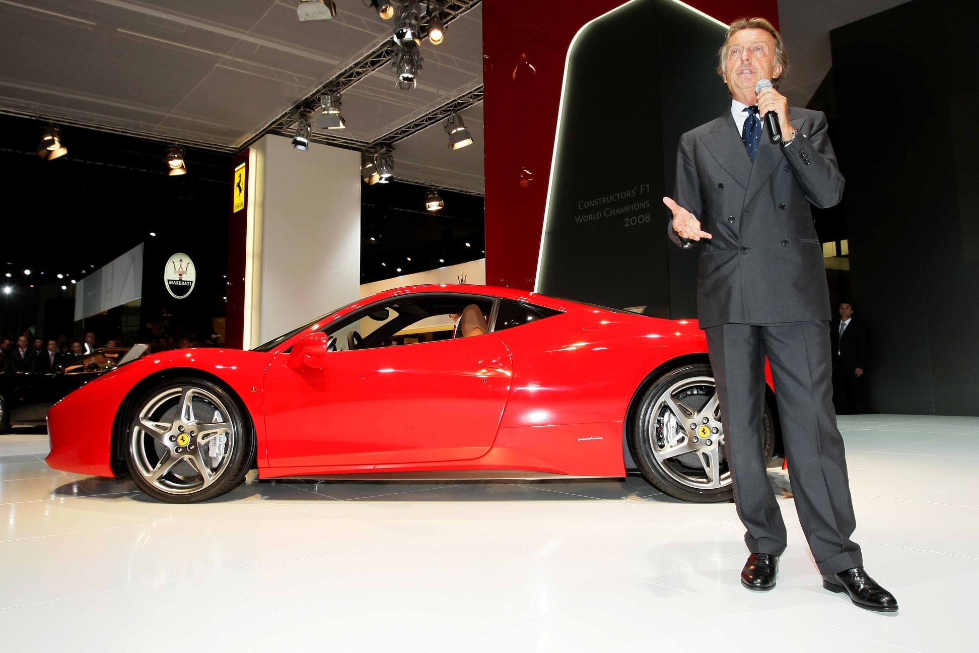 Luca di Montezemolo with the Ferrari 458