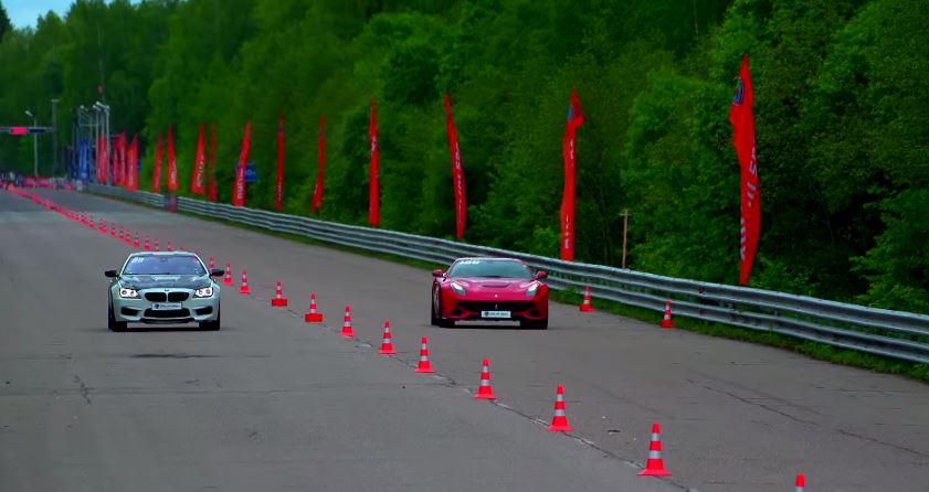 Ferrari F12 Berlinetta vs. BMW M6 in Drag Race