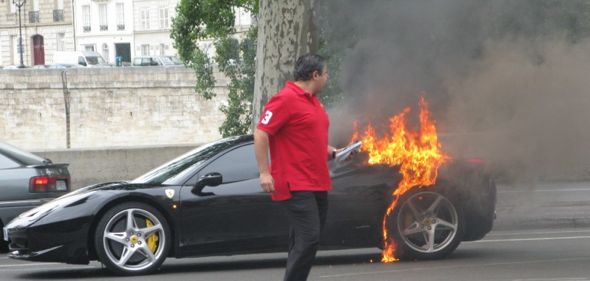 Ferrari 458 Italia on fire
