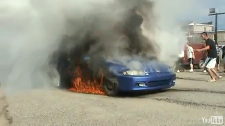 Honda Civic in fire