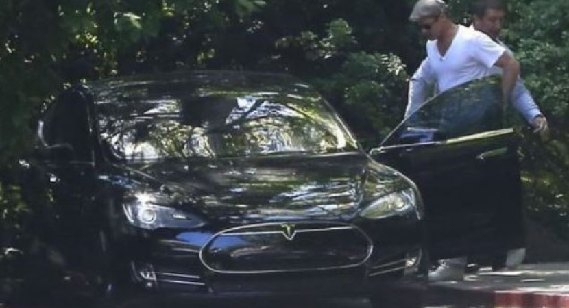 Brad Pitt behind the Wheel of His Tesla Model S