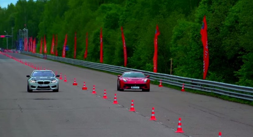 Ferrari F12 Berlinetta vs. BMW M6 in Drag Race